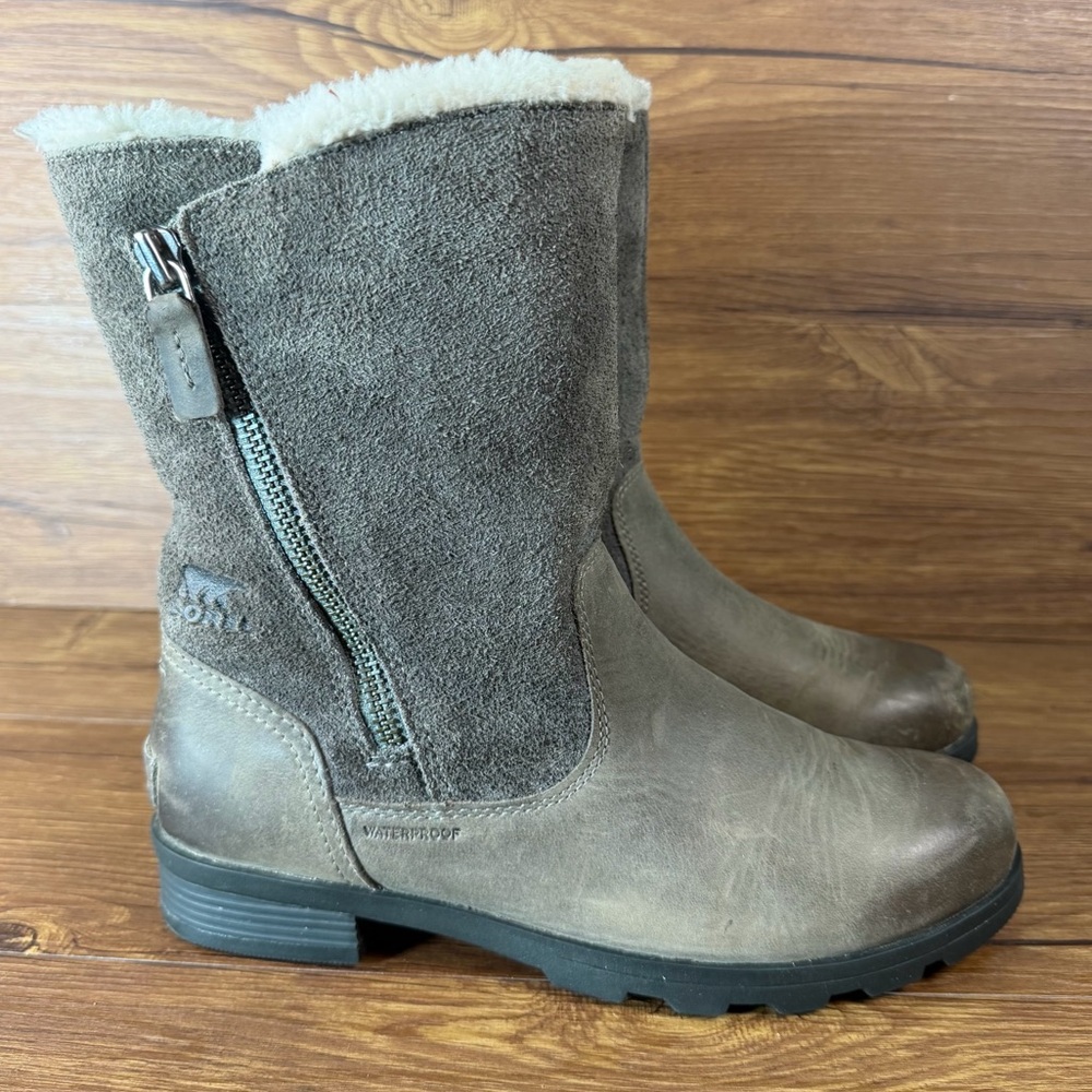 SOREL Emelie‎ Fold-Over Boots Winter Shoes Leather Women’s Size 7.5